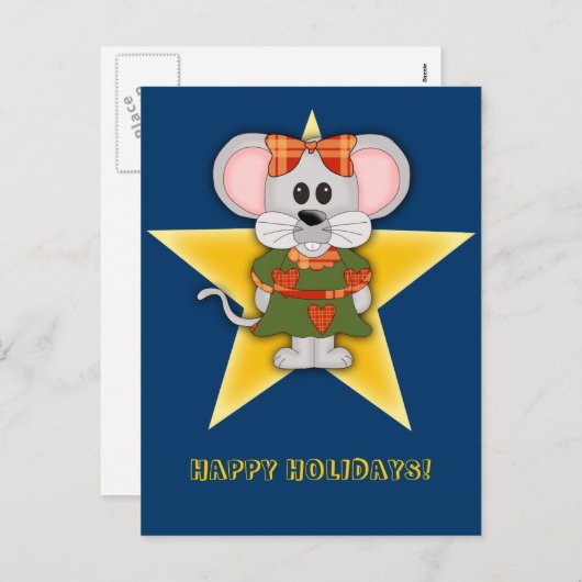 漫画のクリスマスのマウスのカスタムの文字 シーズンポストカード (正面/裏面)