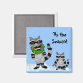 漫画のクリスマスアライグマ マグネット (正面/裏面)