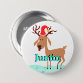 漫画のクリスマストナカイストッキング名タグ 缶バッジ (正面&裏面)