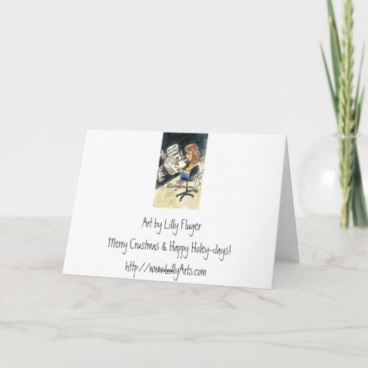 漫画のクリスマスピザおよびドーナツ シーズンカード (裏面)