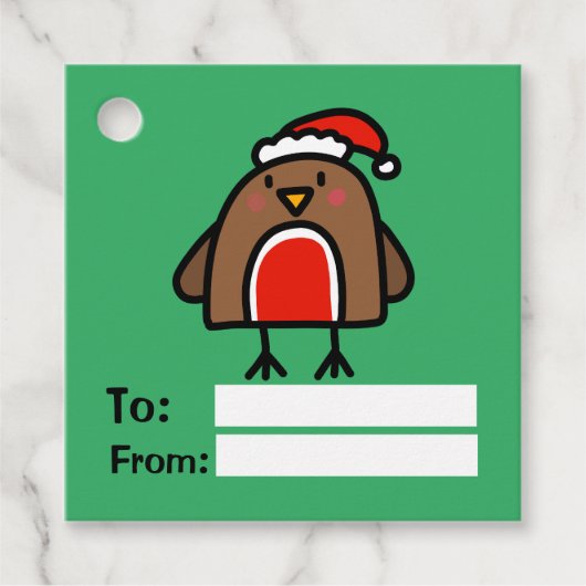 漫画のクリスマスロビンのおもしろいキッズ フェイバータグ (正面)