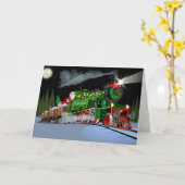 漫画のクリスマス列車はがき カード (黄色い花)