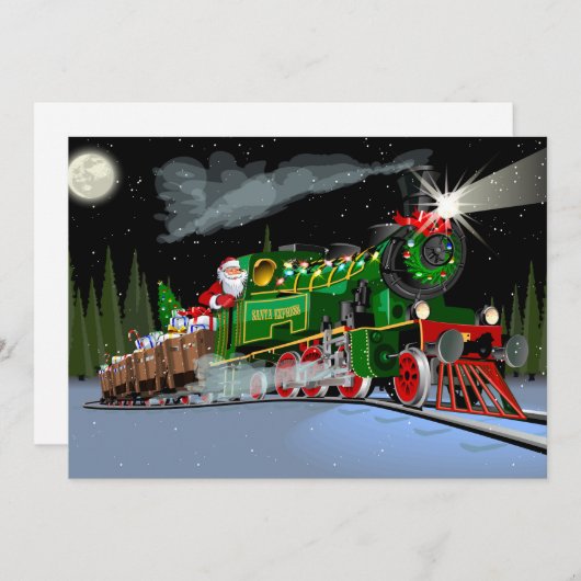 漫画のクリスマス列車はがき サンキューカード (正面/裏面)