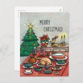 漫画のクリスマス夕食 シーズンポストカード (正面/裏面)