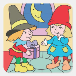 漫画のクリスマス格言とギフト スクエアシール