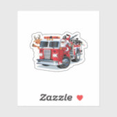 漫画のクリスマス消防車 シール (シート)