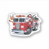 漫画のクリスマス消防車 シール (正面)
