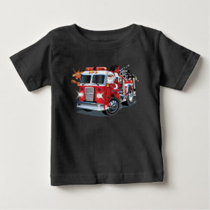 漫画のクリスマス消防車 ベビーTシャツ