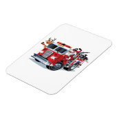 漫画のクリスマス消防車 マグネット (左側)