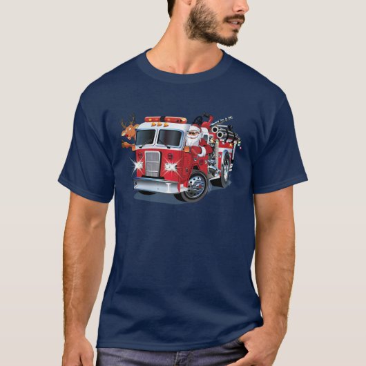 漫画のクリスマス消防車 Tシャツ (正面)