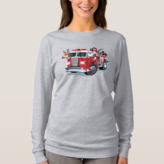 漫画のクリスマス消防車 Tシャツ (正面)