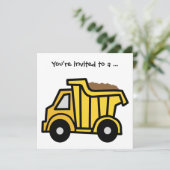 漫画のクリップアート、トラックの少年誕生パーティーをダンプ 招待状 (スタンド正面)