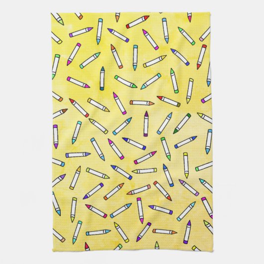 漫画のクレヨン模様 キッチンタオル (縦)