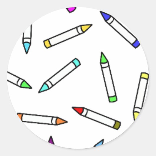 漫画のクレヨン模様 ラウンドシール (正面)