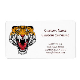 漫画のクールタトゥーのシンボルが燃え盛る虎 ラベル