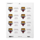 漫画のクールタトゥーのシンボルが燃え盛る虎 ラベル (フルシート)