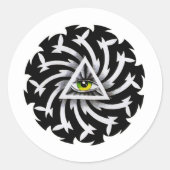 漫画のクール入れ墨のシンボル三目の知恵 ラウンドシール (正面)