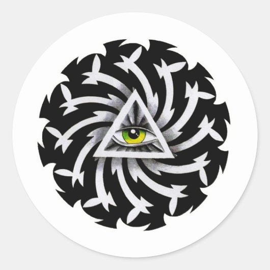 漫画のクール入れ墨のシンボル三目の知恵 ラウンドシール (正面)