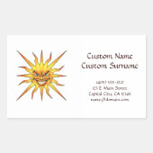 漫画のクール入れ墨のシンボル悪い太陽顔 長方形シール (正面)