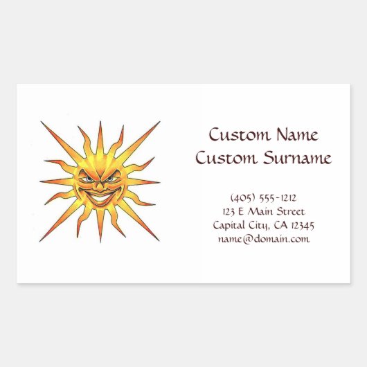 漫画のクール入れ墨のシンボル悪い太陽顔 長方形シール (正面)