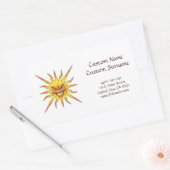 漫画のクール入れ墨のシンボル悪い太陽顔 長方形シール (封筒)