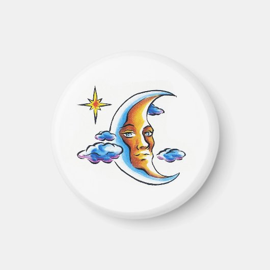 漫画のクール入れ墨のシンボル月顔星雲 マグネット (正面)