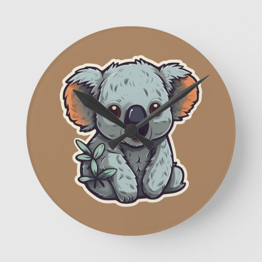 漫画のコアラ・ベア ラウンド壁時計 (正面)
