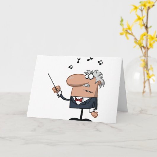 漫画のコンダクタのグリーティングカード カード (黄色い花)