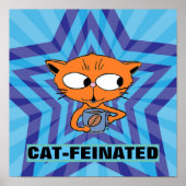 漫画のコーヒー猫おもしろいのエサ入りポスター ポスター (正面)