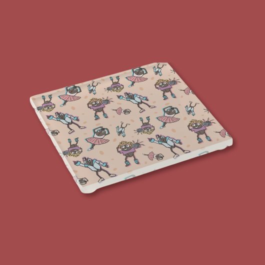 漫画のコーヒー豆ダンスパーティー ガラスコースター