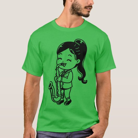 漫画のサオフォン娘 楽しい Tシャツ (正面)