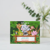 漫画のサファリ動物 インビテーションポストカード (スタンド正面)