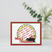 漫画のサンタさんのそりに乗る写真立て シーズンポストカード (スタンド正面)