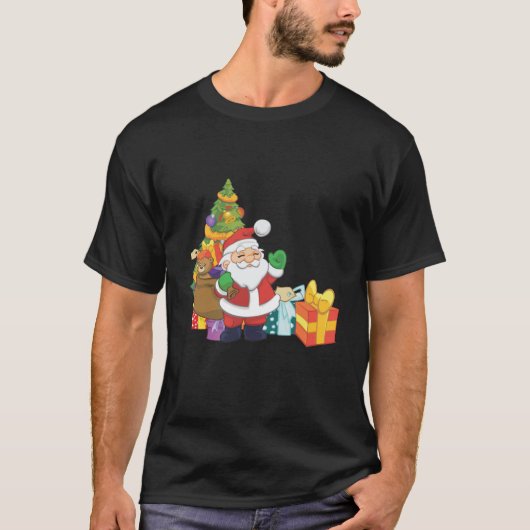 漫画のサンタクリスマスシーン Tシャツ (正面)