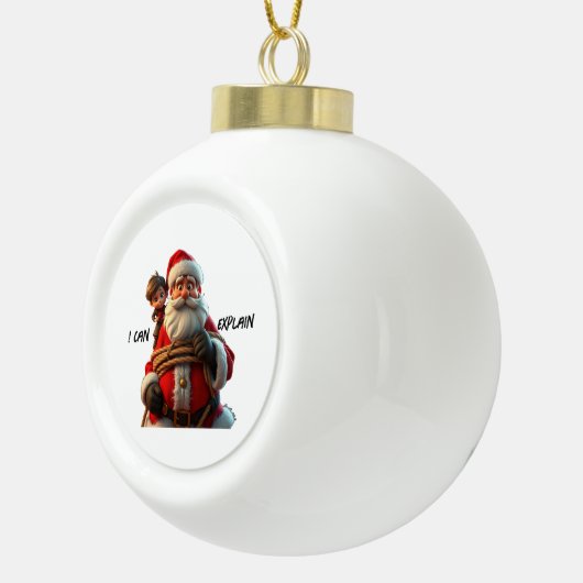 漫画のサンタクロースと小さな男の子を説明できる セラミックボールオーナメント (右)