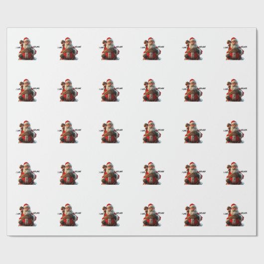 漫画のサンタクロースと小さな男の子を説明できる ラッピングペーパー (フラット)