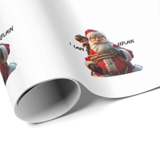 漫画のサンタクロースと小さな男の子を説明できる ラッピングペーパー (ロールコーナー)