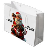 漫画のサンタクロースと小さな男の子を説明できる ラージペーパーバッグ (裏面アングル)