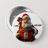 漫画のサンタクロースと小さな男の子を説明できる 缶バッジ (正面&裏面)