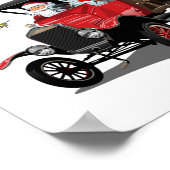 漫画のサンタクロースのトラックとクリスマスカード ポスター (角)