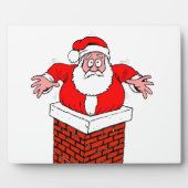 漫画のサンタクロース得が煙突に突き刺さった フォトプラーク (正面)
