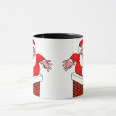 漫画のサンタクロース得が煙突に突き刺さった マグカップ (中央)