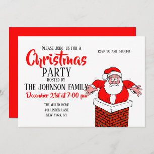 漫画のサンタクロース得が煙突に突き刺さった 招待状