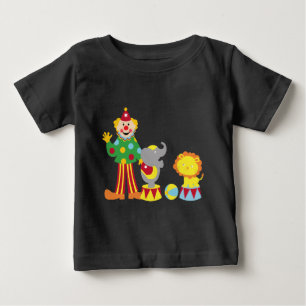 漫画のサーカスピエロと動物 ベビーTシャツ