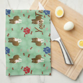 漫画のシェトランド・シープドッグ キッチンタオル (四つ折り)