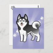 漫画のシベリアンハスキー / アラスカンマラミュート ポストカード (正面/裏面)
