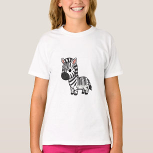 漫画のシマウマ バーコード ストライプ かわいい子供 Tシャツ