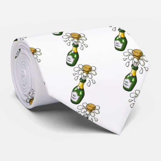 漫画のシャンペンのファンシーな緑のボトルのぽんと鳴るコルク ネクタイ (ロール)