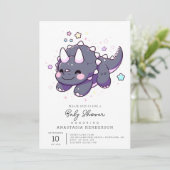 漫画のシンプル恐竜の赤ちゃんシャワー 招待状 (スタンド正面)