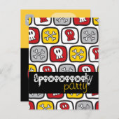 漫画のスカルとボーンズのパターンハローウィンパーティ インビテーションポストカード (正面/裏面)